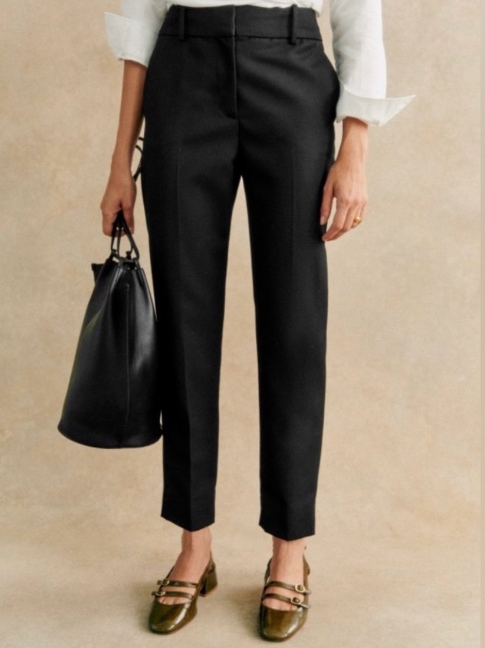 Sezane Women's Size 36/US 4 Black Acetate Straight 7/8 Gustavo Trouser Pants